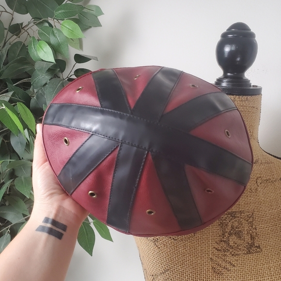 Vintage Style Football Helmet Burgundy and Black - Picture 5 of 8